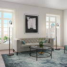 Hudson&Canal - Lampadaire Harrison Arc avec abat-jour en verre - Bronze noirci/transparent-Nettoyer avec un chiffon doux et sec, sans produits chimiques agressifs ni produits de nettoyage abrasifs