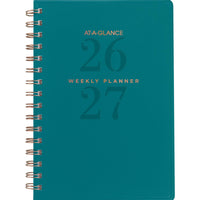 AT-A-GLANCE 2026-2027 Signature Lite Weekly/Monthly Academic Planner - 8-1/2" H x 5-3/8" W - Teal - Bilingual-12 months: July 2026 - June 2027