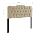 Modway Annabel Upholstered Fabric Queen Headboard - Beige-Deep inset buttons