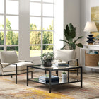 Hudson&Canal Hera 32"W Square Coffee Table with Mirror Shelf - Blackened Bronze-Clean with a soft, dry cloth and no harsh chemicals or abrasive cleaning materials