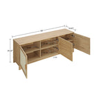 Manhattan Comfort Sheridan 62.99" Mid-Century Modern TV Stand - Nature-Includes 3 Soft Close Doors with 6 Concealed Compartments