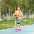 Qaba Folding Lightweight Kick Scooters with Light Up Wheels, 4 Levels Handlebar - Pink-Strong metal frame supports up to 110 lb (50 kg) 