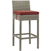Modway - Conduit Terrasse extérieure Rotin en osier Tabouret de bar - Cassise gris clair-Tabouret de bar extérieur moderne