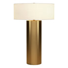 Hudson&Canal - Lampe de table Wells de 61 cm de haut avec abat-jour en tissu - Laiton/blanc-Associé à un abat-jour tambour en tissu blanc