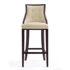 Manhattan Comfort - Tabouret de bar Fifth Avenue 19" traditionnel rembourré en similicuir - crème et noyer - lot de 2-Comprend une base de repose-pieds