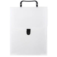 JAM Paper - Mallette de transport verticale en plastique avec poignées - 9,25 x 12 x 2 - Transparent avec boucle noire- Clair