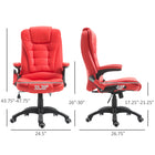 HOMCOM - Fauteuil de direction en similicuir chauffant massant - rouge-Revêtement en similicuir épais et rembourré, verrouillage manuel de l’inclinaison pour un confort ultime