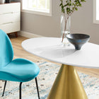Modway Tupelo 48" Oval Dining Table - Gold White-Wood Grain Veneer