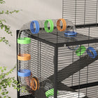 PawHut Large 5 Tier Rolling Hamster Cage with Storage Shelf-Storage shelf keeps pet supplies organized