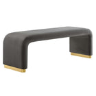Modway Koda Performance Velvet Waterfall Long Bench - Brass/Storm Grey-Performance Velvet Upholstery
