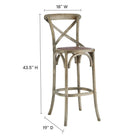 Modway Gear Bar Stool - Grey-Elm Wood Construction