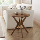 Modway Crossroads 24" Round Wood Side Table - Walnut-Ash Wood Veneer