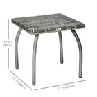 Outsunny - Table basse en rotin 17,7 po L x 17,7 po l, Table d’appoint d’extérieur, gris-Structure en acier robuste offrant solidité et durabilité au mobilier