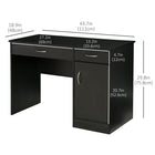 HOMCOM 43.25" Computer Desk with Storage Drawers - Black-Compact structure and small size suit apartment, or dorm rooms office and small space
