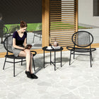 Outsunny 3-Pieces Wicker Patio Furniture Bistro Set - Black-Crafted with all-weather round wicker string for a stylish Acapulco-like look 
