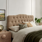 Modway Annabel Premium Linen Blend King Headboard - Almond-Wood Blend Frame