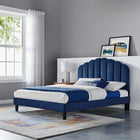 Modway Daisy Performance Velvet Full Platform Bed - Navy-Channel Tufted Headboard