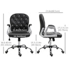 Vinsetto Faux Leather Office Chair with Button Tufted Backrest and Arms - Black-360 degree swivel seat for easy mobility and optimal task engagement