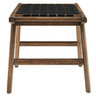 Modway Saoirse 47" Faux Leather Wood Bench - Walnut/Black-Versatile Use