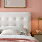 Modway Emily Biscuit Tufted Performance Velvet Queen Headboard - White-Elegant Biscuit Tufted Buttons