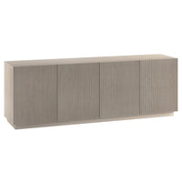 Hudson&Canal - Meuble TV rectangulaire cannelé Halifax pour téléviseurs jusqu'à 75 pouces, en aulne blanc-Un design transitionnel permet d'accueillir des téléviseurs jusqu'à 75 pouces dans votre espace de divertissement
