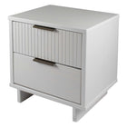 Manhattan Comfort Granville 18.11" Modern 2-Drawer Nightstand 2-Piece Set - White-Open Contemporary Mop Base Side Legs. Adding Seamless Fashion Design and Durability