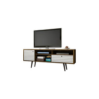 Manhattan Comfort Liberty MDP and MDF 70.86"W TV Stand, Rustic Brown and White (202AMC96)-Free Standing TV Stand for Living Room and Bedroom use.