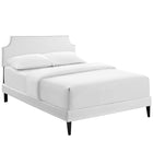 Modway Corene Vinyl Queen Platform Bed with Squared Tapered Legs - White-Wood Frame / Particleboard Panel