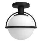 Hudson&Canal - Plafonnier semi-encastré Cieonna de 23,5 cm de large avec abat-jour en verre - Bronze noirci/blanc-Design moderne du milieu du siècle pour votre entrée, votre foyer ou votre cuisine
