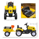 Aosom Kids Pedal Ride-On Excavator with Back Trailer, Shovel and Rake - Yellow-Four anti-slip wheels for safe travel across surfaces 