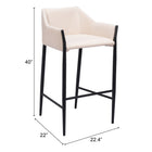 Zuo Andover Barstool - Beige-3 year limited warranty