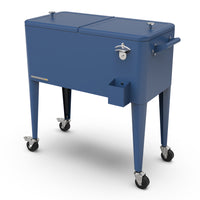 Permasteel 80 qt Retro Rolling Patio Cooler with Divider - Navy Blue-Spacious 80 quart capacity provides generous storage for up to 110 12oz cans, plus ice