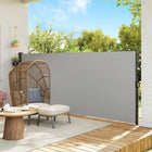 Outsunny Retractable Side Awning - 13' x 5' - Light Grey-Retractable awning: you can pull the roller blind out or take it back smoothly
