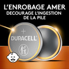 Duracell - 2025 pile bouton lithium - paquet de 2-PILES LONGUE DURÉE CONÇUES POUR LA FIABILITÉ : Les piles boutons au lithium Duracell CR2025 de 3 volts offrent une puissance et une performance longue durée sur lesquelles vous pouvez compter pour les appareils domestiques ou en déplacement, comme les clés intelligentes, les télécommandes, les bougies sans flamme, les caméras sans fil, les thermomètres, les glucomètres, les jouets et plus encore