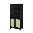Manhattan Comfort Sheridan 31.49" Mid-Century Modern Bookcase Cabinet - Black - Set of 2-17.71" L x 31.49" W x 70.86" H