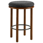 Modway - Fable Tissu Boucle Tabourets de comptoir - Charbon de bois en noyer - Ensemble de 2-Brancard métallique