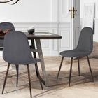 FurnitureR - Chaise de Salle à Manger en Tissu - Gris - Paquet de 4-Construction durable : Les tubes en métal sont finis pour ressembler au bois, offrant la chaleur et le charme du bois avec la force et la durabilité du métal.