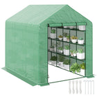 Outsunny Portable Walk-In Greenhouse Hot House with 18 Shelves - 8' x 6' x 7' - Create a spacious, year-round, light-weight, sturdy greenhouse in any backyard, deck, patio, or indoor setting
 