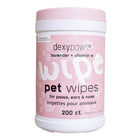 Dexypaws - Lingettes nettoyantes pour animaux Aloe Vera en boîte – Lavande et vitamine E, 200 unités-200 unités