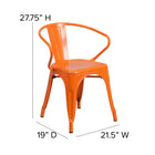 Flash Furniture – Chaise en acier avec bras, intérieur/extérieur, orange fini poudré, 4/boîte (CH31270OR)-S'empile jusqu'à 8 chaises de hauteur