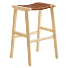 Modway - Saoirse Cuir Tabouret de bar en bois - Brun naturel - Ensemble de 2-6