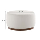 Modway Tilden Large 29" Round Boucle Upholstered Ottoman - Cloud/Walnut-Dense Foam Padding