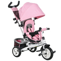 Qaba - Tricycle 6 en 1 pour tout-petits de 1 à 5 ans avec poignée parentale - rose-Conception 6 en 1, assure une promenade confortable et sécurisée pour votre enfant à mesure qu'il grandit 