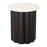 Zuo Slika Side Table - White/Black-Natural Marble round shape tabletop