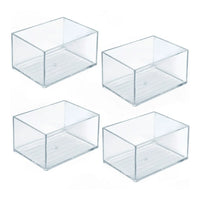 Azar Small Stackable Plastic Storage Bin - 2.5" x 4.25" - Clear - 4 Pack-Compact size ideal for drawers, countertops, and shelves