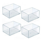 Azar - Petit bac de rangement empilable en plastique - 2,5 po x 4,25 po - Transparent - Paquet de 4-Taille compacte idéale pour les tiroirs, les comptoirs et les étagères