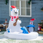 Outsunny - Ours polaire et pingouin de pêche gonflables de 6' pour Noël avec LED - Blanc-Comprend six piquets et deux cordons de serrage pour le maintenir ancré lors des nuits venteuses 