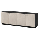 Hudson&Canal Lillian Rectangular TV Stand for TV's up to 75" - Black Grain/Alder White-Top weight capacity is 75 lbs. Middle shelf can support 25 lbs, while lower shelf hold 35 lbs