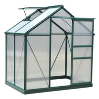 Outsunny Polycarbonate Greenhouse - 6' x 4' x 6.6' - Green- A polycarbonate greenhouse for outside plant protection
 