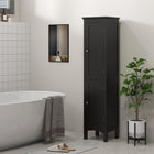 Kleankin Tall Bathroom Storage Cabinet with Adjustable Shelves - Black-Three shelves in the two cabinets are adjustable, giving you more storage flexibility